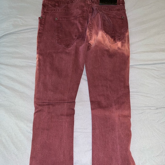 Young and Reckless Ripped Maroon Slim Fit Jeans - Picture 5 of 6